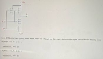 Answered: B JU THI Q4. A CMOS Digital Logic… | Bartleby