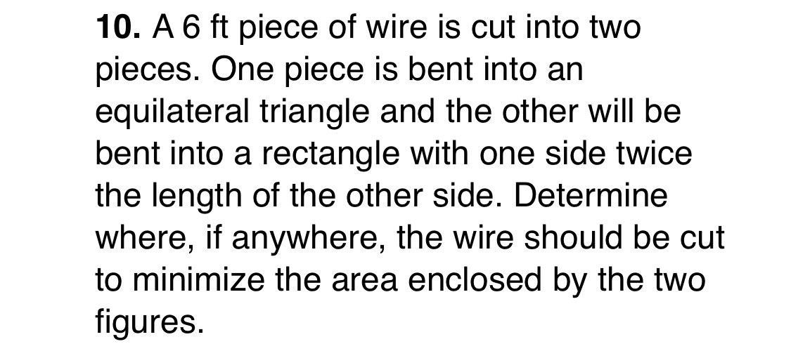 ✓ Solved: A piece of wire 10 m long is cut into two pieces. One piece is  bent into a square and the other