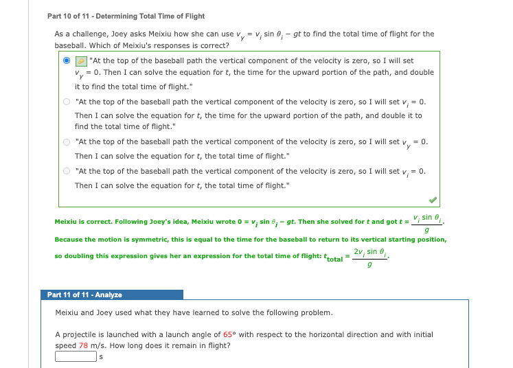 Answered: Part 10 of 11 - Determining Total Time…