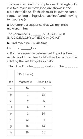 Answered: The Times Required To Complete Each Of… | Bartleby