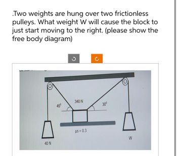 Answered: .Two Weights Are Hung Over Two… | Bartleby