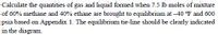 Calculate the quantities of gas and liquid formed when 7.5 lb moles of mixture
of 60% methane and 40% ethane are brought to equilibrium at -40 °F and 600
psia based on Appendix 1. The equilibrium tie-line should be clearly indicated
in the diagram.
