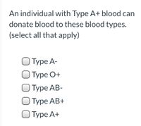 Answered: An individual with Type A+ blood can… | bartleby