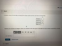 Review
Part C
Complete column 3 of the table, excluding the isotope symbol and the cells that are already filled.
3
Protons
Neutrons
49
Electrons
38
Mass no.
Express your answers as integers. Enter your answers in the order given in the table from top to bottom separated by commas.
?
p3, mass noz =
Submit
Request Answer
Part D
