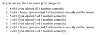 As you can see, there are seven prize categories:
1. 6 of 6 {you selected all 6 numbers correctly}
2. 5 of 6 + bonus {you selected 5 of 6 numbers correctly and the bonus}
3. 5 of 6 {you selected 5 of 6 numbers correctly}
4. 4 of 6 {you selected 4 of 6 numbers correctly}
5. 3 of 6 {you selected 3 of 6 numbers correctly}
6. 2 of 6 + bonus {you selected 2 of 6 numbers correctly and the bonus}
7. 2 of 6 {you selected 2 of 6 numbers correctly}
