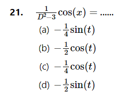 Answered: 21. ¹3 Cos(x) = ..... (a) - Sin(t) (b)… | Bartleby