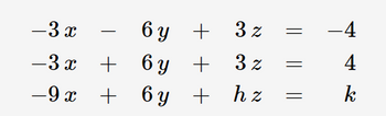 -3 x
-3 x +
-9x + +
бу
6y
6y
6 y
бу
бу
+
+
+
3 z
3 z
hz
||
—
-4
4
k