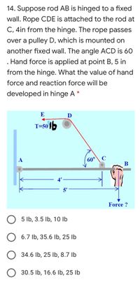 Answered: 14. Suppose Rod AB Is Hinged To A Fixed… | Bartleby