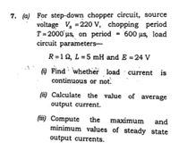 Answered: - (a) For step-down chopper circuit,…