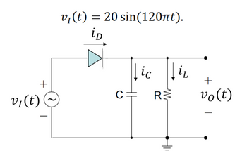 v,(t) = 20 sin(120πt).
ip
ic
iL
C=
R
v₁(t)
HIL
+
vo(t)