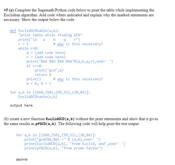 Answered: #5 (a) Complete The Sagemath/Python… | Bartleby