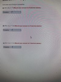 **Section Exercise 3.8 (Page E57)**

Calculate each Poisson probability:

(a) \( P(X \geq 8) \), \( \lambda = 11 \) *(Round your answer to 4 decimal places.)*

Probability: \_\_\_\_\_\_\_

(b) \( P(X > 6) \), \( \lambda = 4.8 \) *(Round your answer to 4 decimal places.)*

Probability: \_\_\_\_\_\_\_

(c) \( P(X < 4) \), \( \lambda = 3.4 \) *(Round your answer to 4 decimal places.)*

Probability: \_\_\_\_\_\_\_