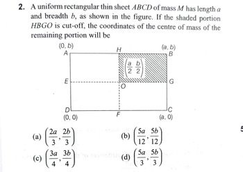 Answered: 2. A Uniform Rectangular Thin Sheet… | Bartleby