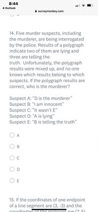 Answered: 14. Five murder suspects, including the… | bartleby