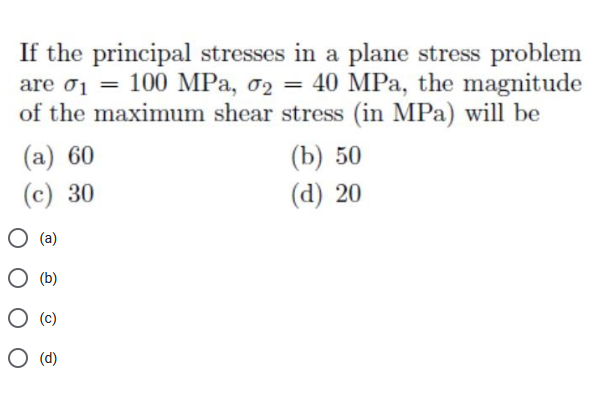 At a point in a material there are normal stress of 30N/mm2 and 60N/mm2  tensile,together with a. 