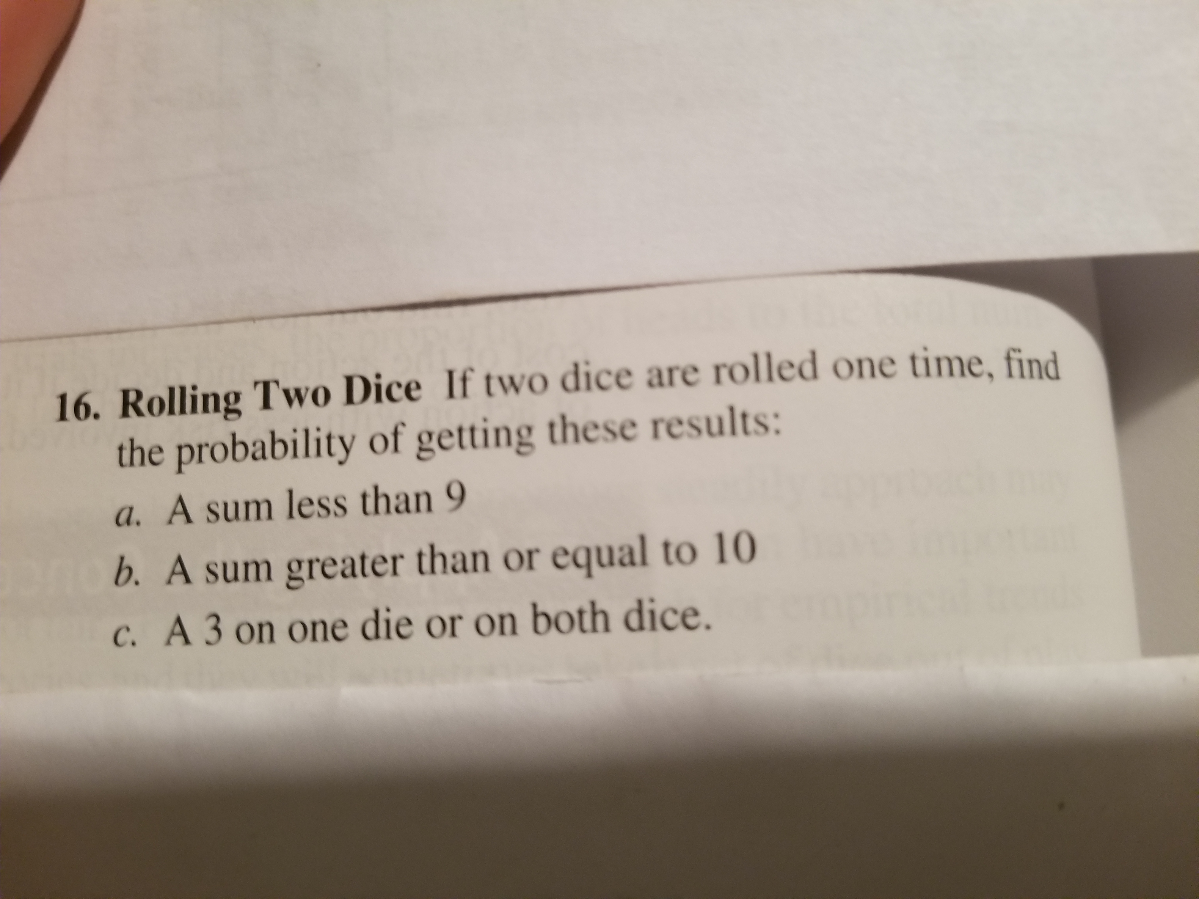 Probabilities for Rolling Two Dice