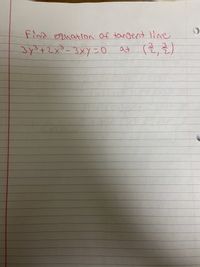 Find equation Of tangent ine
Sy+zxー3Xyニ0 at
(을, 클)
