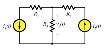 i,(t)
www
R₁
R₂
www
+ R₂
v (t)
-
O i₂(t)