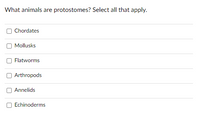 Answered: What animals are protostomes? Select… | bartleby