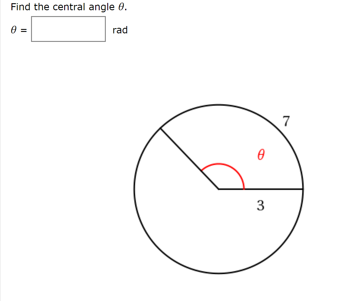 Answered: Find the central angle 0. ө – rad 3