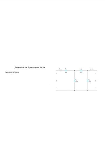 Determine the Z parameters for the
two-port shown
V.
R₁
P₁
-M-
150
200
R₂
201
4012