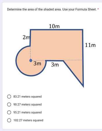 Answered: Determine the area of the shaded area.… | bartleby