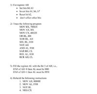 Answered: 1) For register AH • Set bits b0, b3 •… | bartleby