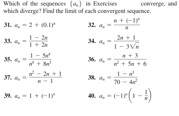 Answered: Which Of The Sequences {a„} In… | Bartleby