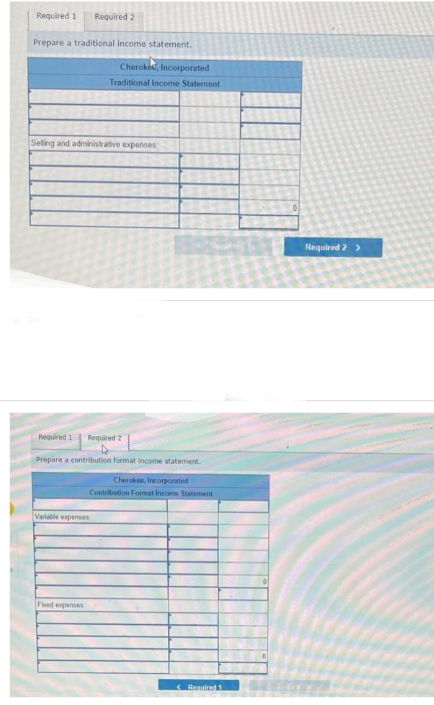 Contribution Format Income Statement 