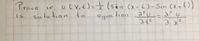 Prova if
solution to
u( X, t)=Ź (sản (x- 6)-Sın (x+6))
tion
equa
%3D
is
ə x?.
