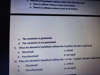 conclusion when null hypothesis is not rejected