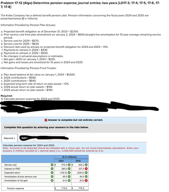 Answered: Problem 17-12 (Algo) Determine Pension… | Bartleby