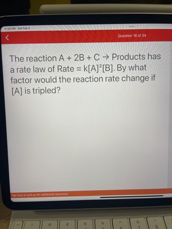 Answered: The Reaction A + 2B + C → Products Has… | Bartleby