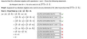 Answered: Part 1: Proof That (a + B) · (à · B) =… | Bartleby