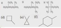 (a)
CH,CH3 CH3
(b)
CH, CH,CH3
le) H;C CH3
CH;CH2CHCH2CH;CHCH3
CH;CH;CH;CHCH;CCH3
CH3C-CCH;CH;CH3
CH3
H;C CH3
(d)
(e)
(f)
