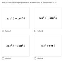 Question Video: Finding Equivalent Expressions Using the Cofunction  Identity for the Tan and Cotan