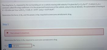 Answered: The Drag Force, Fd, Imposed By The… | Bartleby