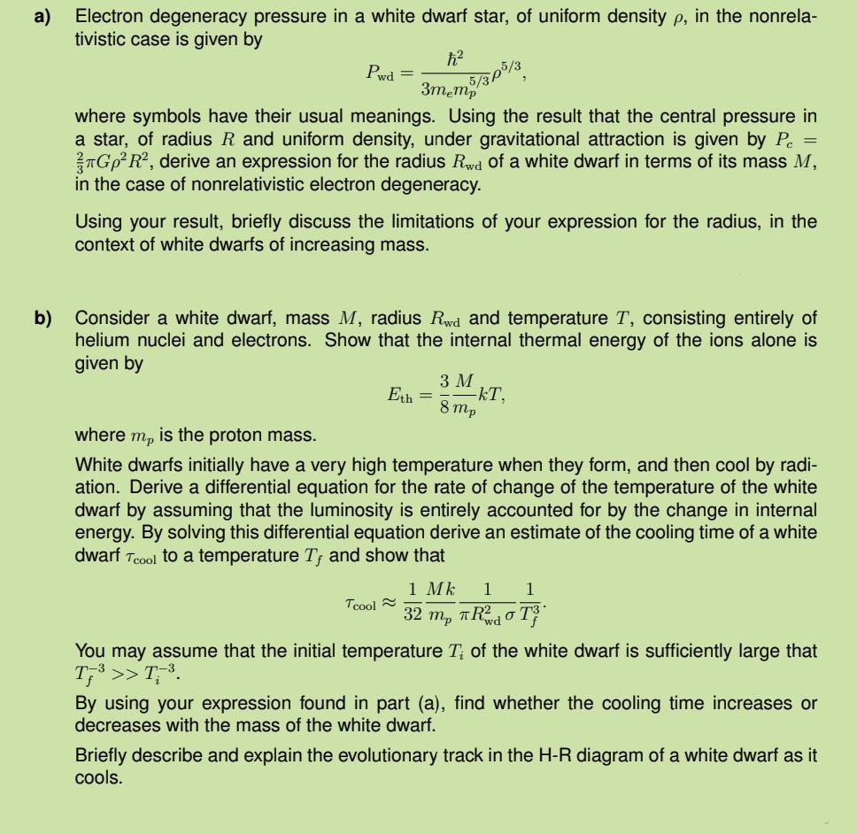 Answered: Electron degeneracy pressure in a white… | bartleby