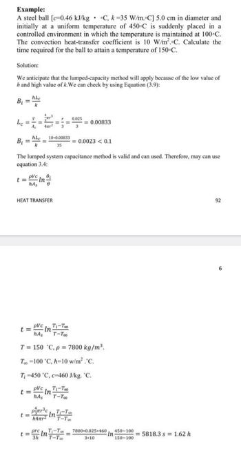 Answered: . A steel ball [c-0.46 kJ/kg C, k-35…