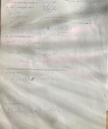 Answered: 1) Find The Phasor Representations Of… | Bartleby