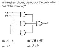 Answered: In The Given Circuit, The Output Y… | Bartleby