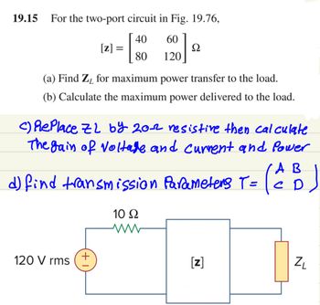 Answered: 19.15 For The Two-port Circuit In Fig.… | Bartleby