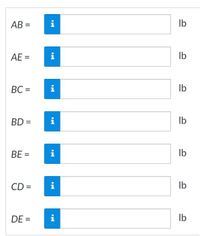 AB =
i
Ib
AE =
Ib
BC =
Ib
BD =
i
Ib
BE =
i
Ib
CD =
Ib
DE =
Ib
