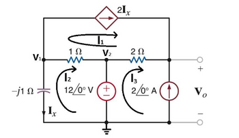 V₁
-j1 Ω
1Ω
ww
12
12/0° v
21.
V₂ 2 Ω
ww
+
2/04 (1)
+
V,