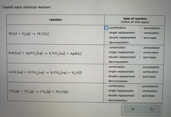 Answered: Classify Each Chemical Reaction: 2K (s)… | Bartleby