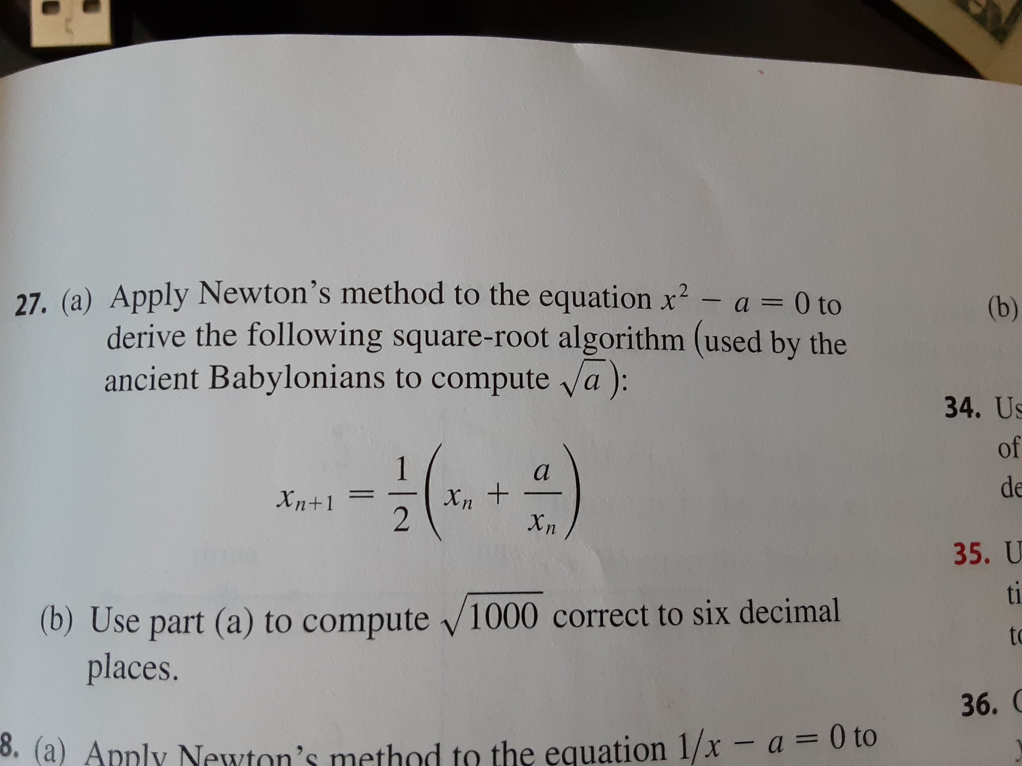 Answered 27 A Apply Newtons Method To The… Bartleby