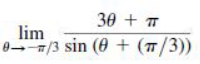 30 + T
lim
0-/3 sin (0 + (7/3))
