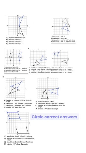 Answered: W H A) reflection across the x-axis B)… | bartleby