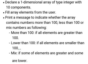 Answered: • Declare A 1-dimensional Array Of Type… | Bartleby