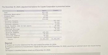 Answered: The December 31, 2024, adjusted trial… | bartleby